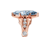Rose gold Fancy Blue Marquise  Cut Diamond with Milgrain Marquise and Bezel Accents on a Solitaire Band with Prong Setting_217