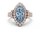 Rose gold Fancy Blue Marquise  Cut Double Halo Diamond Engagement Ring with Pave Band and Four-Prong Setting_43