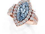 Rose gold Fancy Blue Marquise  Cut Double Halo Diamond Engagement Ring with Pave Band and Four-Prong Setting_44