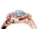 Rose gold Fancy Blue Marquise  Cut Double Halo Diamond Engagement Ring with Pave Band and Four-Prong Setting_47