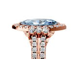 Rose gold Fancy Blue Marquise  Cut Double Halo Diamond Engagement Ring with Pave Band and Four-Prong Setting_48