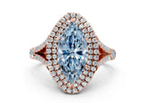 Rose gold Fancy Blue Marquise  Cut Double Halo Split Shank Diamond Ring with Prong Setting_68