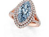 Rose gold Fancy Blue Marquise  Cut Double Halo Split Shank Diamond Ring with Prong Setting_69