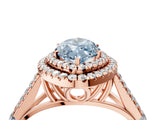 Rose gold Fancy Blue Marquise  Cut Double Halo Split Shank Diamond Ring with Prong Setting_72