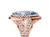 Rose gold Fancy Blue Marquise  Cut Double Halo Split Shank Diamond Ring with Prong Setting_73