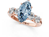 Rose gold Fancy Blue Marquise  Cut Five-Stone Prong Set Diamond Ring with Classic Band_33