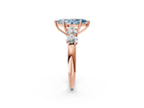 Rose gold Fancy Blue Marquise  Cut Five-Stone Prong Set Diamond Ring with Classic Band_34