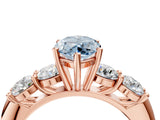 Rose gold Fancy Blue Marquise  Cut Five-Stone Prong Set Diamond Ring with Classic Band_36