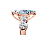 Rose gold Fancy Blue Marquise  Cut Five-Stone Prong Set Diamond Ring with Classic Band_37