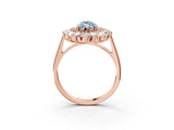 Rose gold Fancy Blue Marquise Cut Halo Cluster Diamond Ring with Pave Band and Four-Prong Setting_15