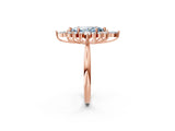 Rose gold Fancy Blue Marquise Cut Halo Diamond Cluster Ring with Marquise and Round Stones on a White Gold Band with Prong Setting_2