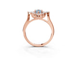 Rose gold Fancy Blue Marquise Cut Halo Diamond Cluster Ring with Marquise and Round Stones on a White Gold Band with Prong Setting_3