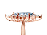 Rose gold Fancy Blue Marquise Cut Halo Diamond Cluster Ring with Marquise and Round Stones on a White Gold Band with Prong Setting_5
