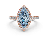 Rose gold Fancy Blue Marquise  Cut Halo Diamond Engagement Ring with Pave Band and Four-Prong Setting_28