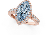 Rose gold Fancy Blue Marquise  Cut Halo Diamond Engagement Ring with Pave Band and Four-Prong Setting_29
