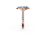 Rose gold Fancy Blue Marquise  Cut Halo Diamond Engagement Ring with Pave Band and Four-Prong Setting_30
