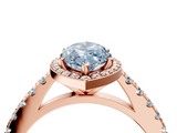 Rose gold Fancy Blue Marquise  Cut Halo Diamond Engagement Ring with Pave Band and Four-Prong Setting_32
