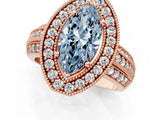 Rose gold Fancy Blue Marquise Cut Halo Diamond Engagement Ring with Pave Split Shank and Four-Prong Setting_1