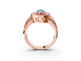 Rose gold Fancy Blue Marquise Cut Halo Diamond Engagement Ring with Pave Split Shank and Four-Prong Setting_3