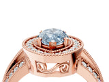 Rose gold Fancy Blue Marquise Cut Halo Diamond Engagement Ring with Pave Split Shank and Four-Prong Setting_4