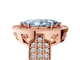 Rose gold Fancy Blue Marquise Cut Halo Diamond Engagement Ring with Pave Split Shank and Four-Prong Setting_5