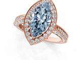 Rose gold Fancy Blue Marquise Cut Halo Diamond Engagement Ring with Split Shank Band and Four-Prong Setting_1