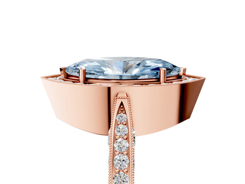 Rose gold Fancy Blue Marquise Cut Halo Diamond Engagement Ring with Split Shank Band and Four-Prong Setting_5