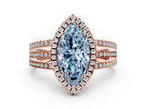 Rose gold Fancy Blue Marquise  Cut Halo Diamond Engagement Ring with Split Shank and Four-Prong Setting_20