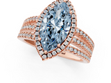 Rose gold Fancy Blue Marquise  Cut Halo Diamond Engagement Ring with Split Shank and Four-Prong Setting_21