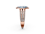 Rose gold Fancy Blue Marquise  Cut Halo Diamond Engagement Ring with Split Shank and Four-Prong Setting_22