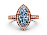 Rose gold Fancy Blue Marquise  Cut Halo Diamond Pave Band Ring with Four-Prong Setting_24