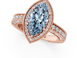 Rose gold Fancy Blue Marquise  Cut Halo Diamond Pave Band Ring with Four-Prong Setting_25