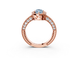 Rose gold Fancy Blue Marquise  Cut Halo Diamond Pave Band Ring with Four-Prong Setting_27