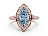 Rose gold Fancy Blue Marquise  Cut Halo Diamond Pave Band with Four-Prong Setting_37