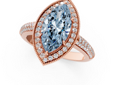 Rose gold Fancy Blue Marquise  Cut Halo Diamond Pave Band with Four-Prong Setting_38