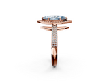 Rose gold Fancy Blue Marquise  Cut Halo Diamond Pave Band with Four-Prong Setting_39