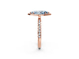 Rose gold Fancy Blue Marquise Cut Halo Diamond Pave Band with Prong Setting_2