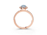 Rose gold Fancy Blue Marquise Cut Halo Diamond Pave Band with Prong Setting_3