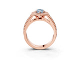 Rose gold Fancy Blue Marquise Cut Halo Diamond Ring with Beaded Split Shank and Four-Prong Setting_3