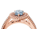 Rose gold Fancy Blue Marquise Cut Halo Diamond Ring with Beaded Split Shank and Four-Prong Setting_4
