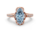 Rose gold Fancy Blue Marquise  Cut Halo Diamond Ring with Channel Set Band and Four-Prong Setting_32