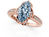 Rose gold Fancy Blue Marquise  Cut Halo Diamond Ring with Channel Set Band and Four-Prong Setting_33