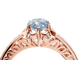 Rose gold Fancy Blue Marquise  Cut Halo Diamond Ring with Channel Set Band and Four-Prong Setting_36