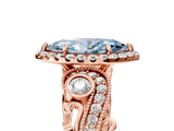 Rose gold Fancy Blue Marquise Cut Halo Diamond Ring with Milgrain and Bezel Accents on a Split Shank Band_18