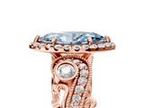 Rose gold Fancy Blue Marquise Cut Halo Diamond Ring with Milgrain and Bezel Accents on a Split Shank Band_29