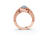 Rose gold Fancy Blue Marquise  Cut Halo Diamond Ring with Pavé Band and Four-Prong Setting_71