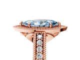 Rose gold Fancy Blue Marquise  Cut Halo Diamond Ring with Pavé Band and Four-Prong Setting_73