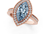 Rose gold Fancy Blue Marquise  Cut Halo Diamond Ring with Pavé Band and Milgrain Prong Setting_33
