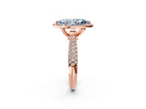 Rose gold Fancy Blue Marquise Cut Halo Diamond Ring with Pavé Band_2