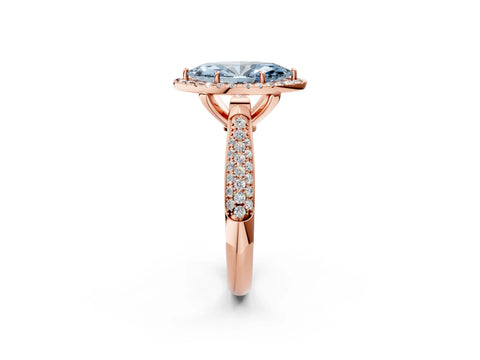 Rose gold Fancy Blue Marquise Cut Halo Diamond Ring with Pavé Band_2